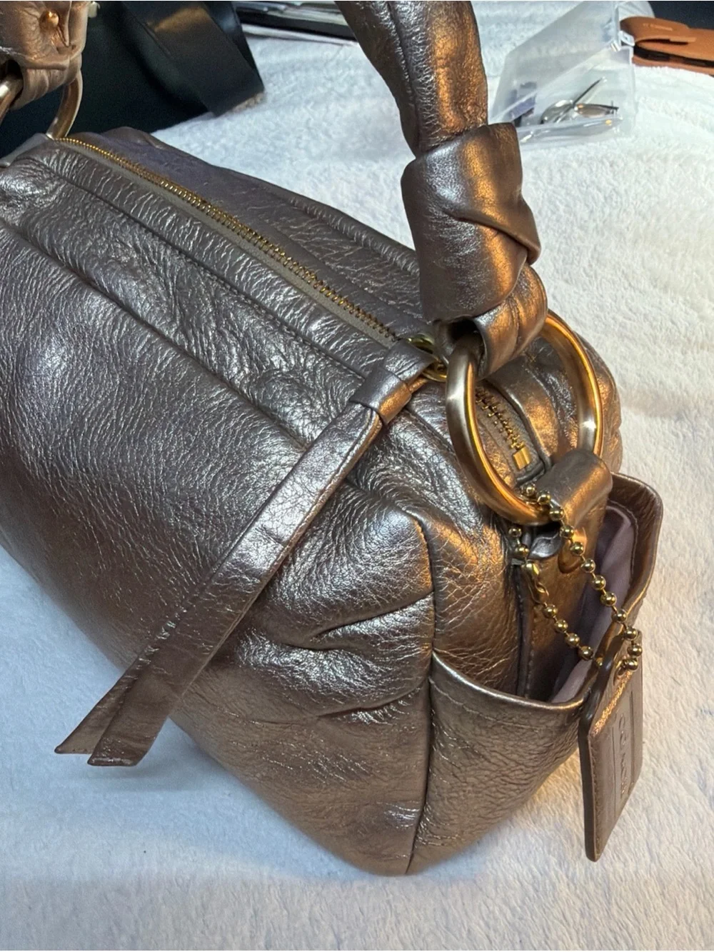 Coach #13465 Metallic Bronze Leather Shoulder Bag - Women